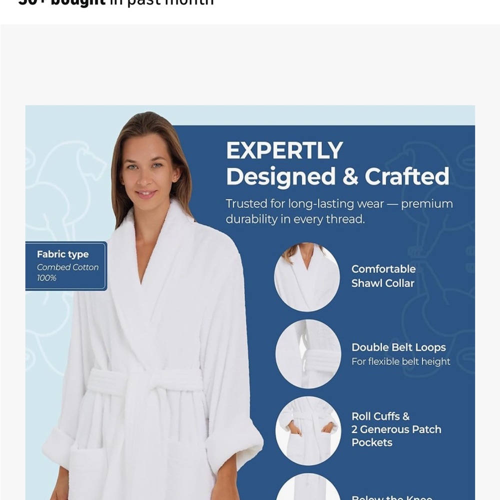 Women's White Plush Robe - Picture 3 of 3